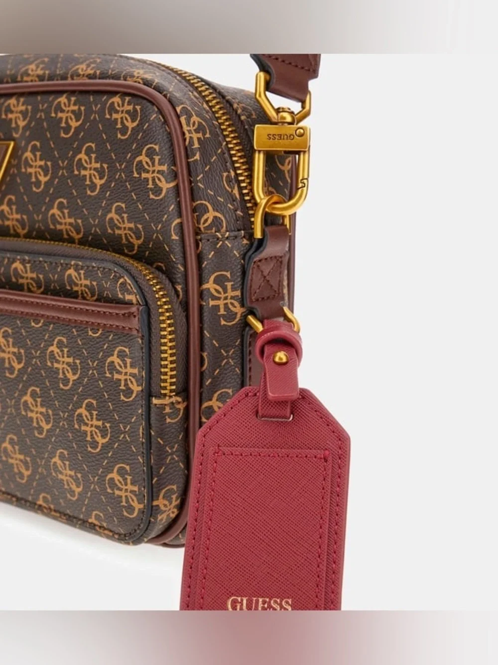 New GUESS Brown Logo Crossbody Bag for Men